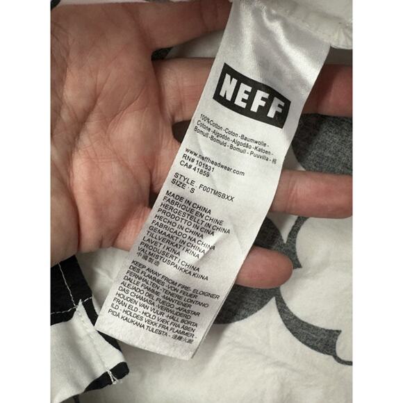 Disney Neff Shirt Mens Small Mickey Mouse Oh Boy White Black Button 100% Cotton - Picture 6 of 8